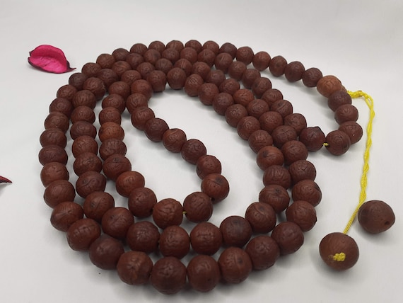 Bodhi Seeds Mala,buddhist Beads,hand Knotted Necklace,tibetan Prayer Beads,  Budhist Beads,meditation Tools,monk Bracelet,skull Bone Beads, 