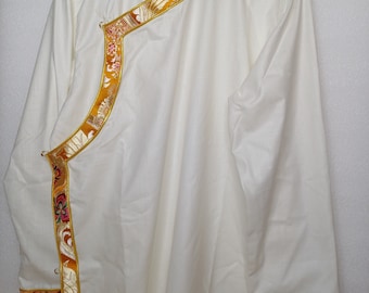 Wonju,tibetisches traditionelles Hemd,tibetisches Hemd mit seitlicher Öffnung,tibetisches Brokathemd, buddhistische ethnische Hemd, tibetische Chuba, tibetische Kleidung