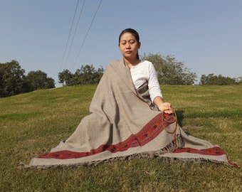Handwoven Himalayan Yak Wool Blanket,Meditation Shawl,Tibetan Yak Wool,Himalayan Yak Wrap,Yak Prayer Wrap,Unisex Yak Scarf, yak wool shawl
