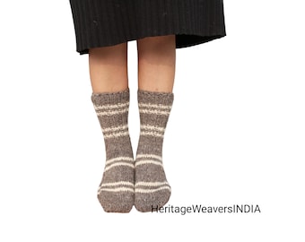 Trepack 100 % naturliga Himalaya-jakullsockor, unisexstrumpor för vintern, handstickade Himalaya-ullsockor, strumpor med tribal geometrisk design