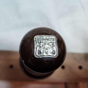 Dark Walnut Wine Stopper w/Metal Topper