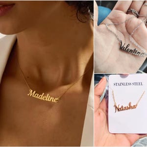 CUSTOM Personalisierte Name Anhänger Halskette Edelstahl Gold Silber