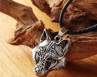 Viking Wolf Head Pendant Necklace - Norse Celtic I am Wolf Unisex Pendant - Fast and Free Shipping within the US!