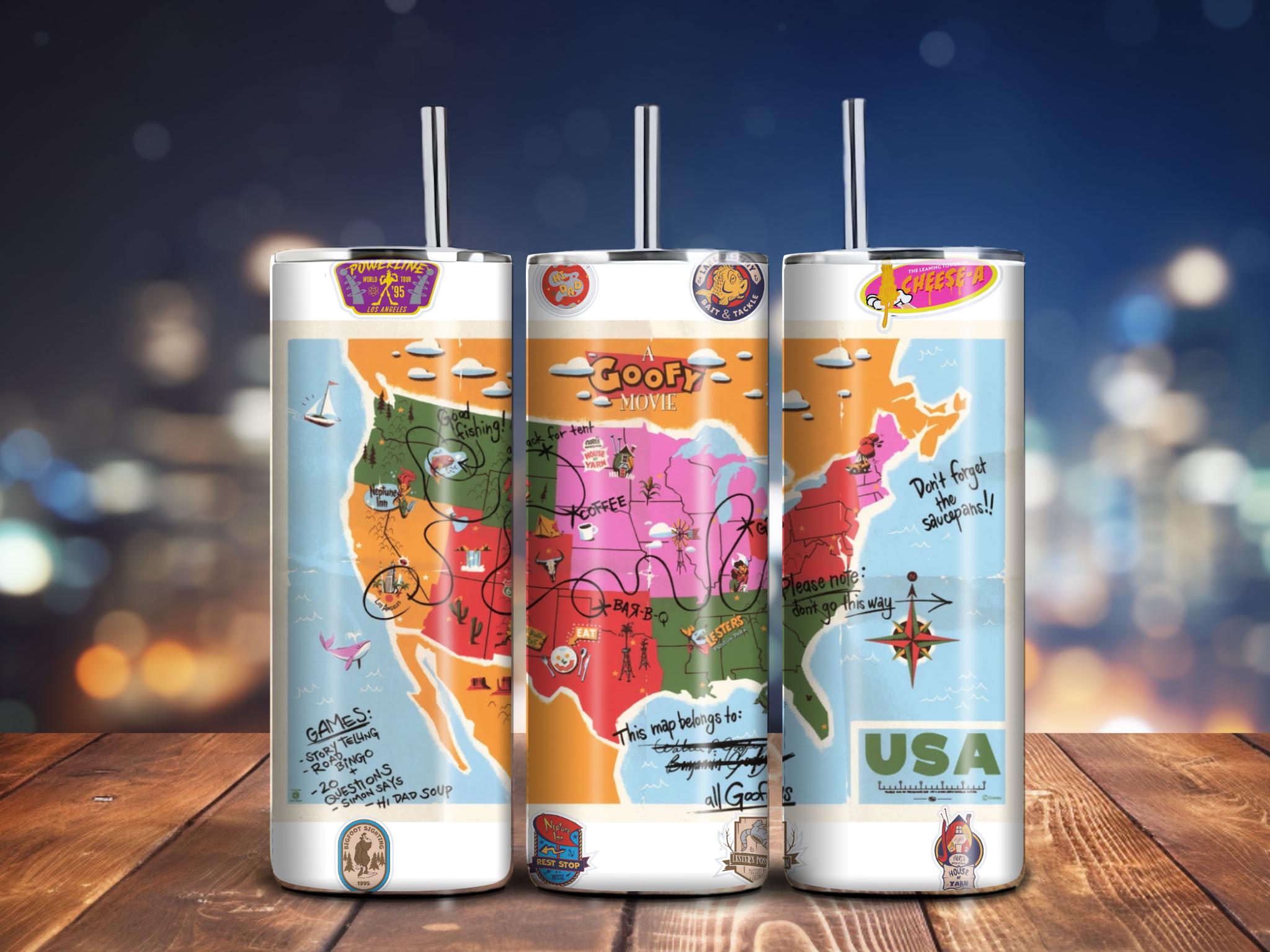 Goofy Map A Goofy Movie Map 20oz Tumbler Disney Inspired Tumbler Goofy Tumbler ...