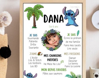 Birthday poster - Stitch - Personalized poster - Lilo