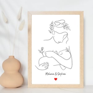 Poster - LINE ART - Mom - breastfeeding - child - Customizable - Line