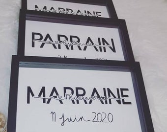 Godfather - Godmother - Granny - Nanny - Gift - customization - frame - glass - vinyl