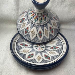 Moroccan handmade ceramic tagine serving table