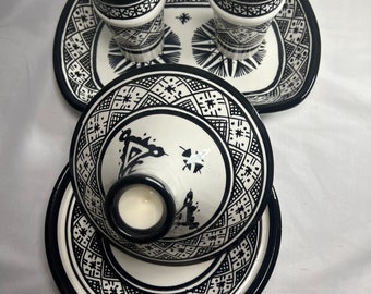 Moroccan serving table set water and juice  set with  black tagine serving ceramic