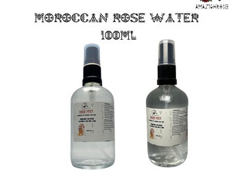 Spray 100 ml Marokkaans rozenwater met amazighrose, biologische huidverzorging, natuurlijk rozenwater, gezichtsnevel, schoonheidsroutine