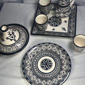 Service de table marocain service théière en céramique peint à la main service 7 pièces