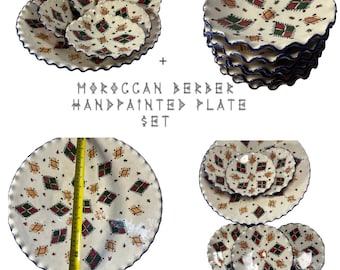 Hand-Painted Berber Plate Set - Authentic Moroccan Tableware Collections