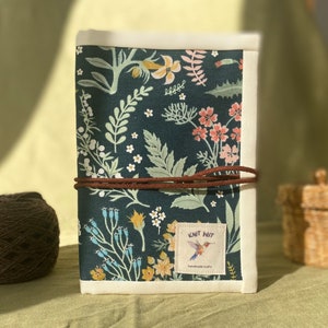 Organizador de agujas de tejer de lona floral: bolsa de viaje para agujas de crochet