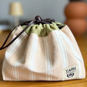 Pochette en coton et lin | Sac à cordon | Pochette en lin | Sac cadeau | Pochette de voyage | Sac au crochet | Sac à tricoter | Style rétro