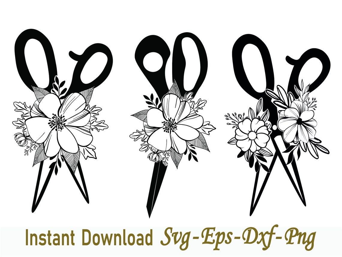 Scissors SVG File Scissors Cut File Scissors Floral Scissor Etsy