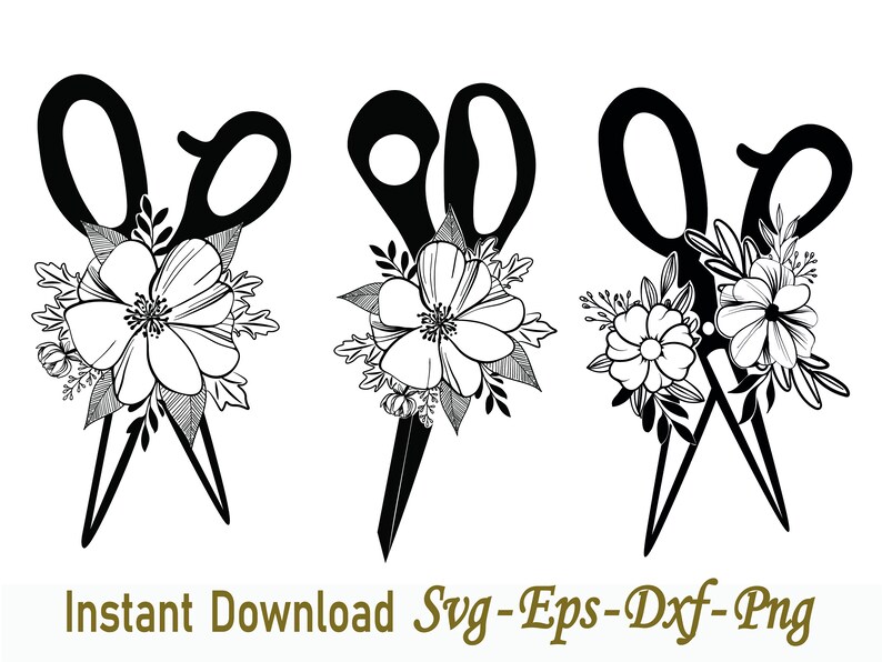 Scissors SVG File Scissors Cut File Scissors Floral Scissor Etsy