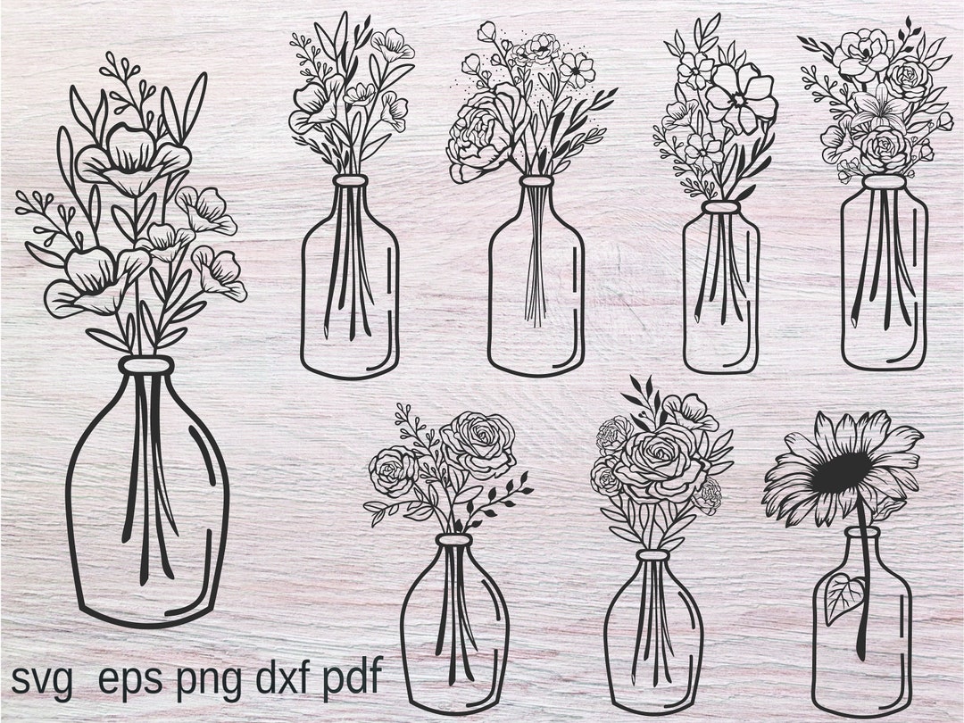 Flower Vase SVG File Flower SVG Files Floral Svg Files Etsy