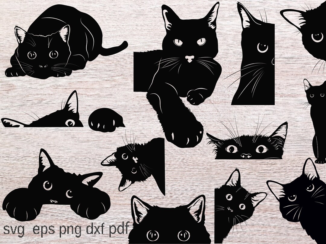 Cat SVG Black Cat Svg Peeking Cat Clipart Peeping Cat SVG - Etsy