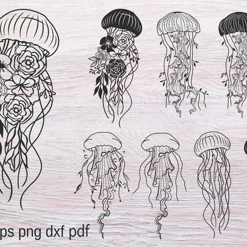 Floral Jellyfish Svg File Flowers Ocean Sea Animals Beach - Etsy