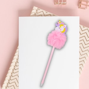 Flamingo Pom Pom Girly Novelty Pen, Teachers Gift, Stocking Filler,  Ballpoint Pen, Gift for Her 