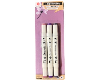 Watercolor Markers, Brush Markers, Craft Markers, Dual Tip Brush, Coloring Markers Set, Set of 3, Art Pens, Brush Pen
