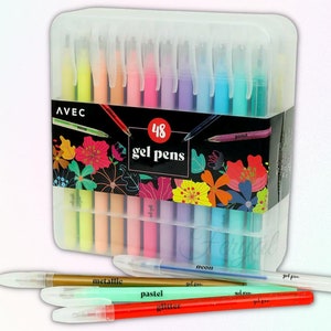 Gel Pens Set, 48 Pieces, Gel Pens Coloring, Metallic Gel Pens, Pastel Gel Pens, Neon Gel Pens, Glitter Gel Pens, Gel Pens, Gel Pens Coloring