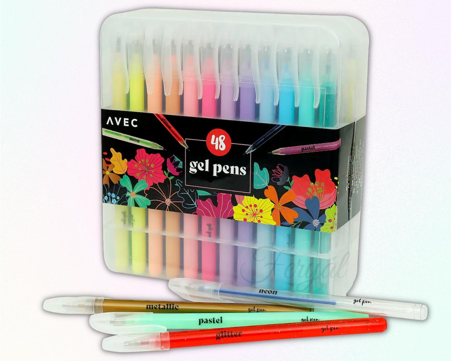 Stylos gel set de 48 pièces - métallisé - paillettes - pastel