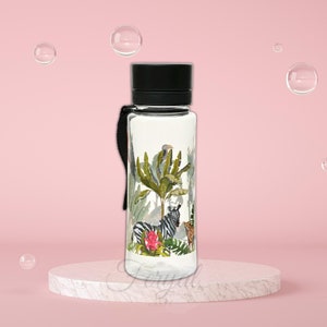 Plastic Water Bottle with Lid, Tropical Design Water Bottle, 500ml Water Bottle, 500ml Plastic Bottle, Flamingo Bottle, Flower Bottle