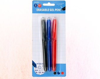 Erasable Gel Pens, Gel Pens Set, 3 Pieces, Blue Gel Pen, Red Gel Pen, Black Gel Pen, Gel Pens Coloring, Erasable Pens, Erasable Ink Pens