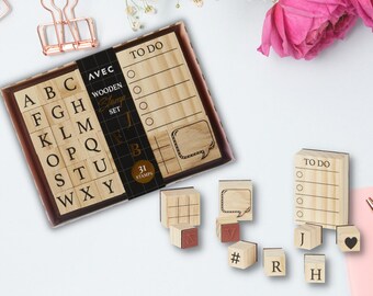 Timbro alfabetico, Timbri con lettere, Timbro di gomma, Set di timbri in legno, Set di timbri, Timbri con simboli, Timbri per note, Timbro da fare, Timbro per scrapbooking