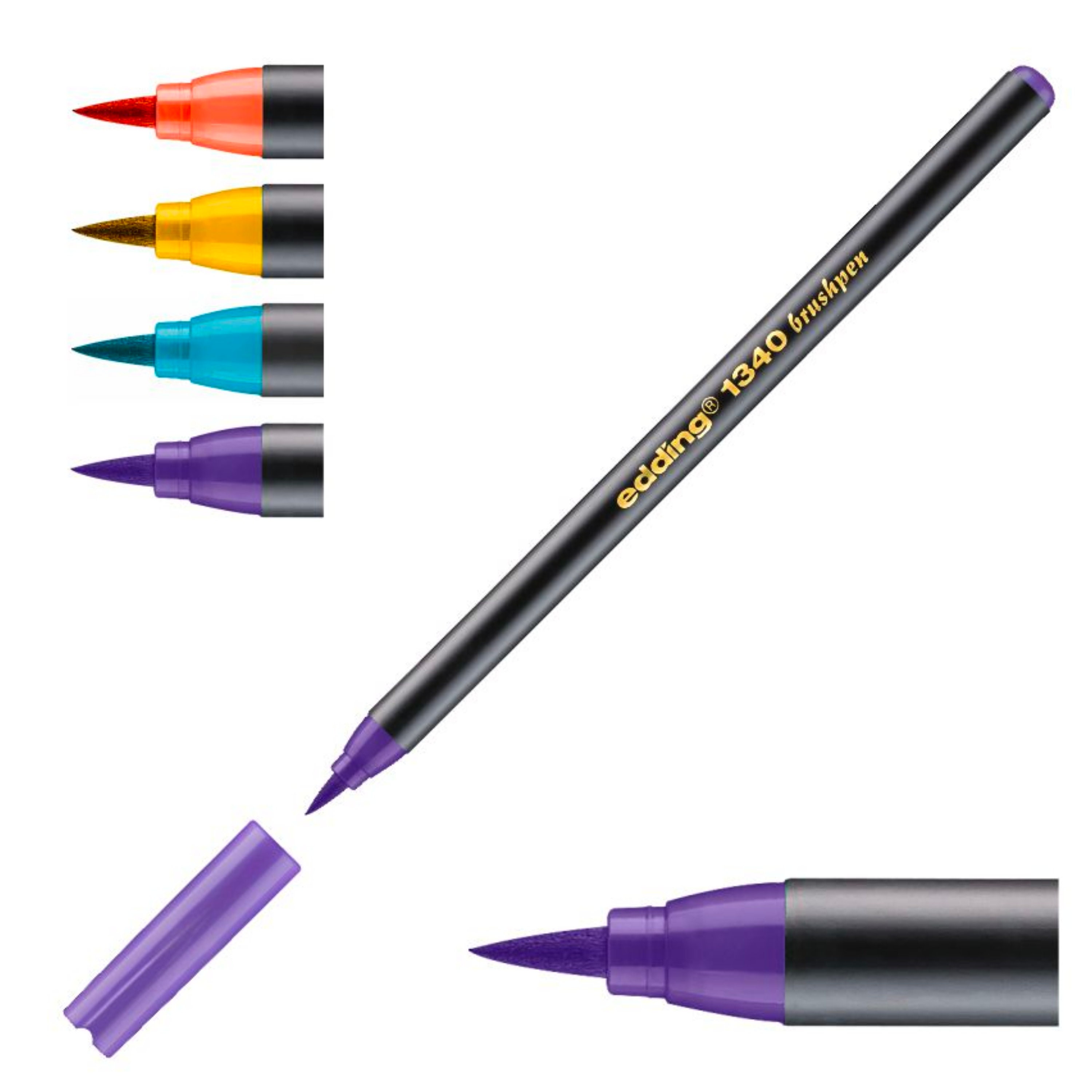 edding 1340 Pinselstift - 10er Set - bunte, leuchtende Farben