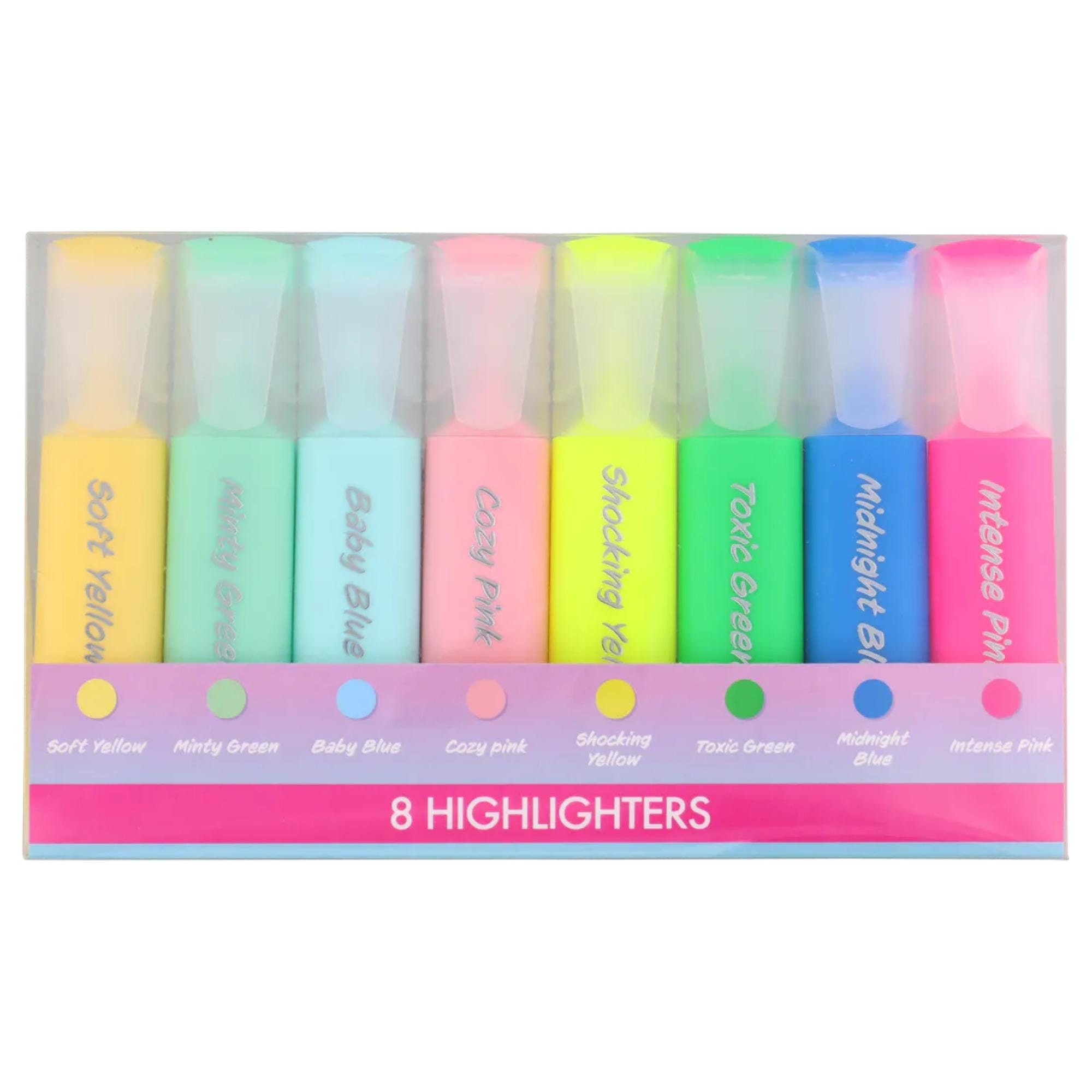 6 x Pastel Colour Highlighter Pens Mini Assorted Pink Purple Blue