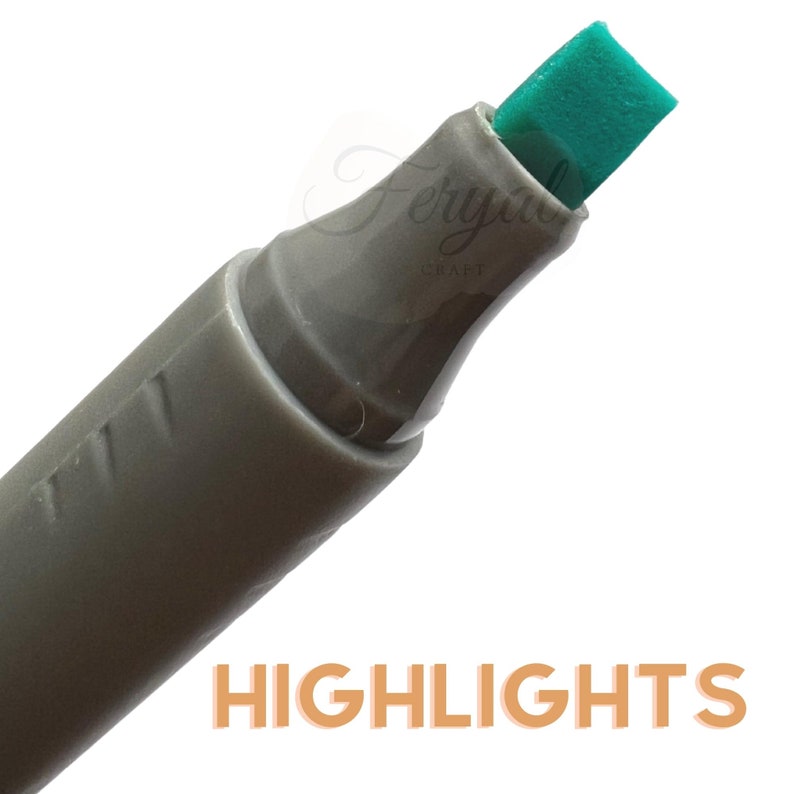 K&ouml;nnte beinhalten: Ein grauer Textmarker mit einer rechteckigen, teal-farbenen Spitze. Das Wort "HIGHLIGHTS" ist in orangefarbenen Blockbuchstaben am unteren Bildrand aufgedruckt. Der Stift ist leicht nach rechts oben geneigt.