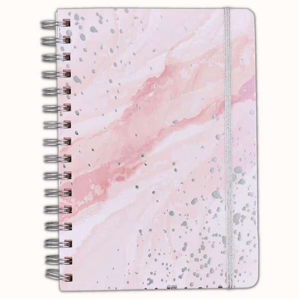 Notebook with Marble Design, Spiral Notebook Hardcover, A5 Notebook with Elastic closure, Lined Notebook, Hardcover Notebook, A5 Notebook,