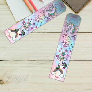 Unicorn Bookmark, Matte Bookmark, Cute Bookmark, Double Sided Bookmark, Book Tracker Bookmark, Bookworm Gift, Page Markers, Bookish Bookmark