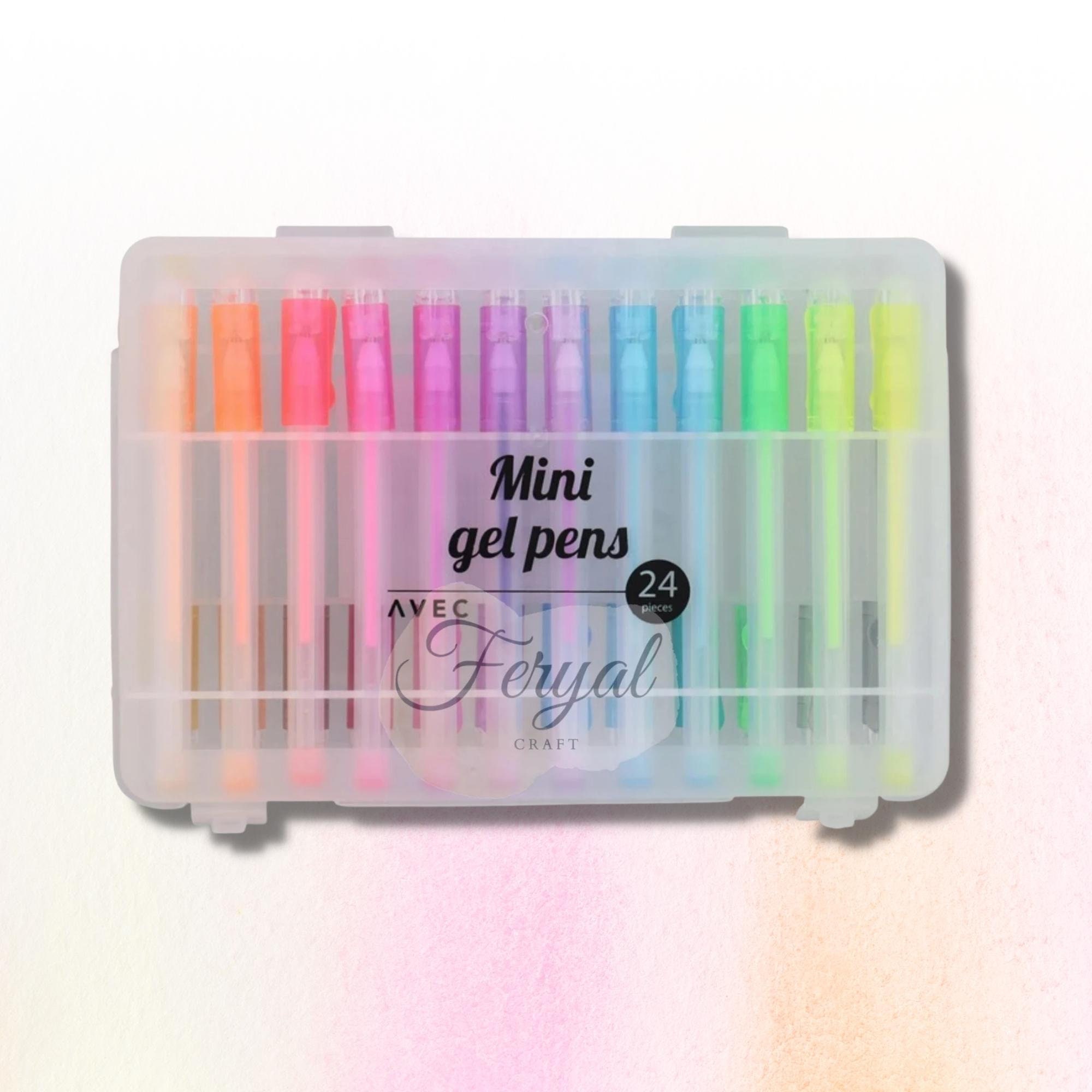Gel Pens, Gel Pens Set, 24 pieces, Gel Pens in a Case, Multicolor Pens,  School Supplies, Gel Pens Coloring, Pastel Gel Pen, Neon Gel Pens