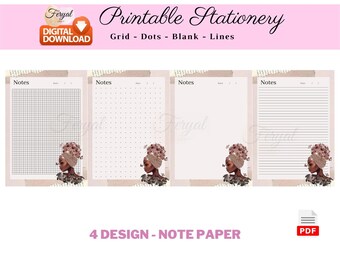 Druckbares Notizpapier Black Girl, Black Girl Digitales Papier, druckbares Briefpapier Black Girl, Melanin Briefpapier, Digitaler Download Black Girl