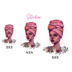 Black Girl Sticker, African American Planner Stickers, Melanin Sticker, BLM Sticker, Africa Beauty Stickers,  Black Women Vinyl Stickers