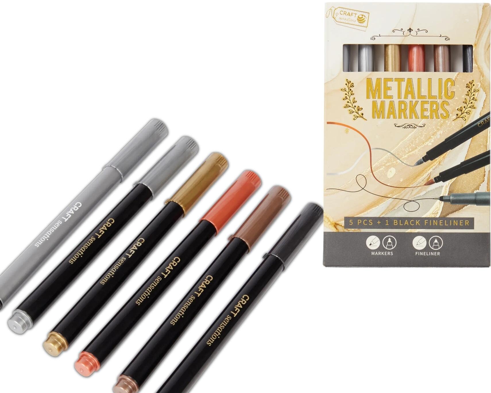 Gold Metallic Outline Markers, Assorted Colors - Set of 16