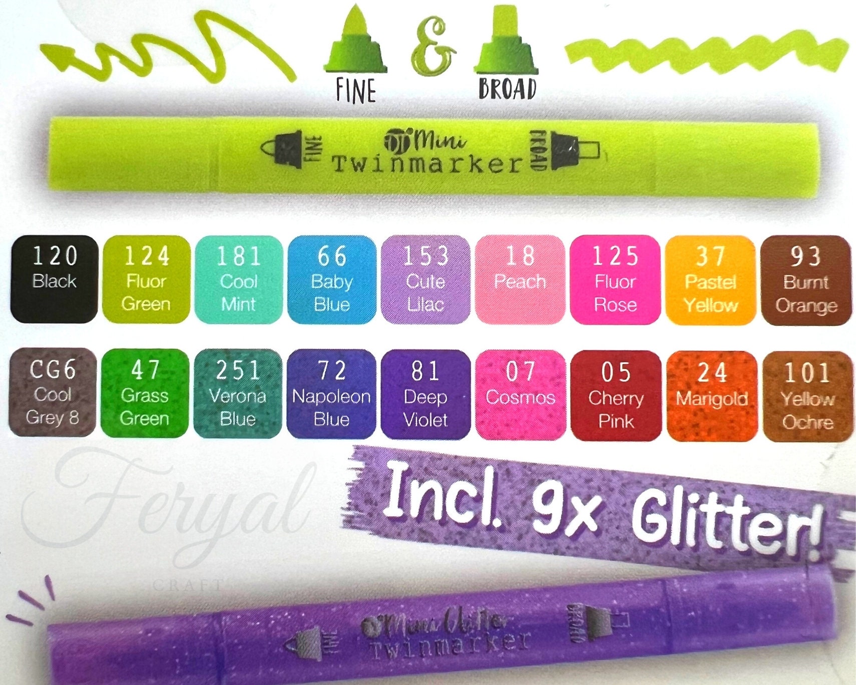 Glitter Markers, Glitter Calligraphy Markers, 18 Pieces, Alcohol Markers  Set, Glitter Markers Set, Pastel Marker, Pastel Calligraphy Markers 