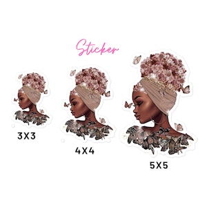 African Stickers, Black Girl Stickers For Planner, Girl Sticker, Melanin Sticker, BLM Sticker, Black Women Vinyl Stickers, Planner Sticker