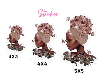 African Stickers, Black Girl Stickers For Planner, Girl Sticker, Melanin Sticker, BLM Sticker, Black Women Vinyl Stickers, Planner Sticker