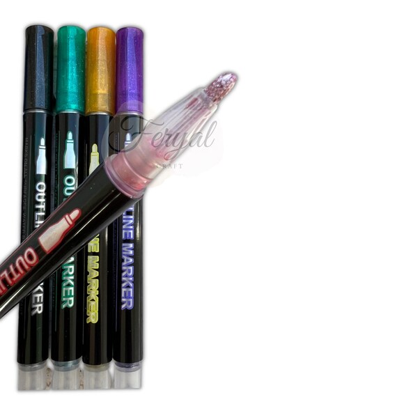 Shimmer Markers, Outline Markers, Magic Markers, Metallic Markers, Paint  Pens, Set O 6, Silver Markers, Outline Marker, Double Line Pen 