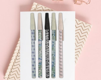 Ballpoint Pen Set, Ballpoint Pen Blue Ink, Ballpoint Pens, Ballpoint Pens with Cap, Jungle Print 5 Ballpoint Pen, Writing Supplies Gifts