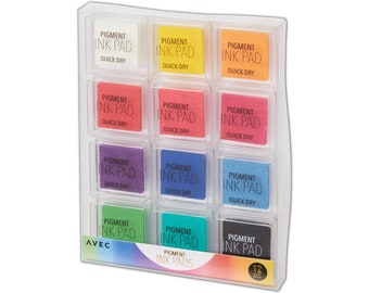 Pigment Ink Pad Set, 12 pcs, Chalk Ink Pads, Chalk Stamp Set, Colorful Ink Pads Set, Ink pad, Stamp Pad Color, Ink Pads, Stamp Supplies