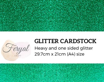 Glitter Cardstock, A4 Glitter Cardstock, Glitter Paper, Green Glitter, Craft Supplies, Sparkly Cardstock, No Shed Paper
