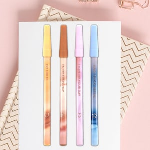 Set penne a sfera, Confezione penne a sfera, 4 pezzi, Inchiostro blu, Set penne con stampa motivazionale, Penna a sfera morbida da 1,0 mm, Punta media, Confezione penne