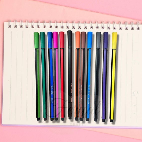 Fine Line Pens, Set of 12 Pieces, Felt Pens Set Multicolor, School