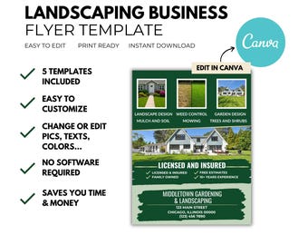 Landscaping Flyer Template: Lawn Care Service Canva Design (8.5x11)