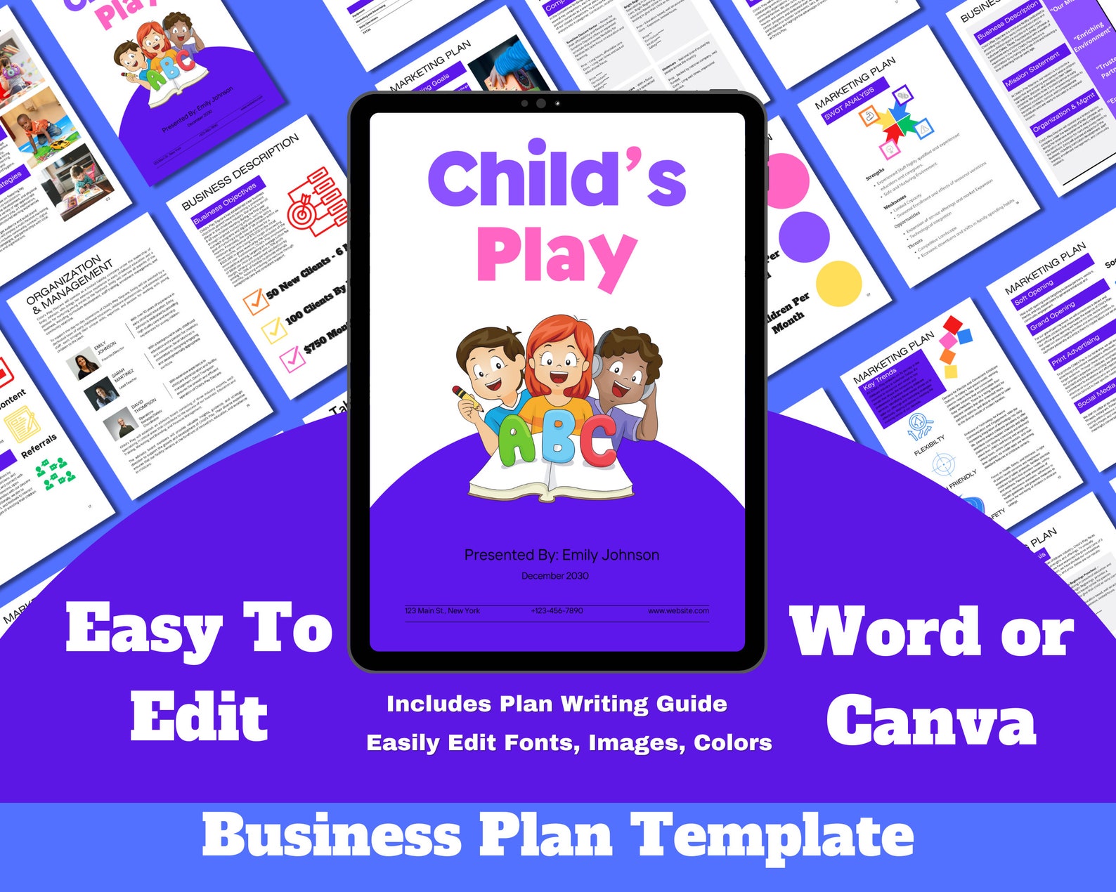 Childcare Business Plan Template Editable Canva & Word Etsy